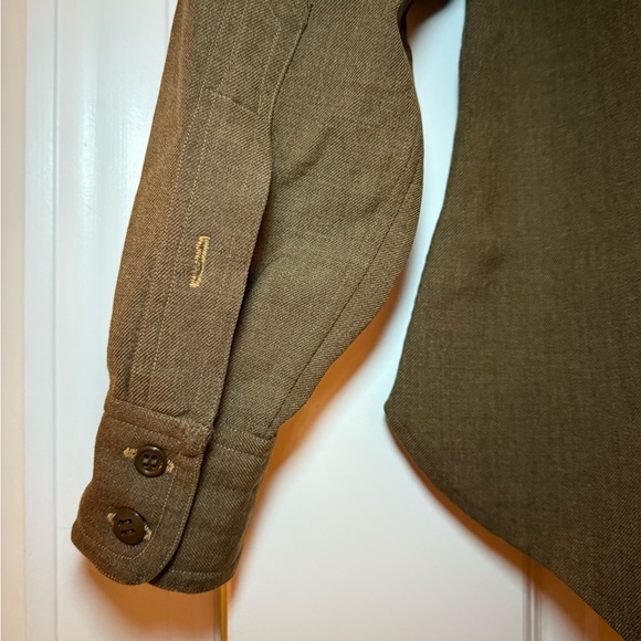 Vintage Men's Wool Green Army Style Button Up Shirt Size S - Picture 9 of 14